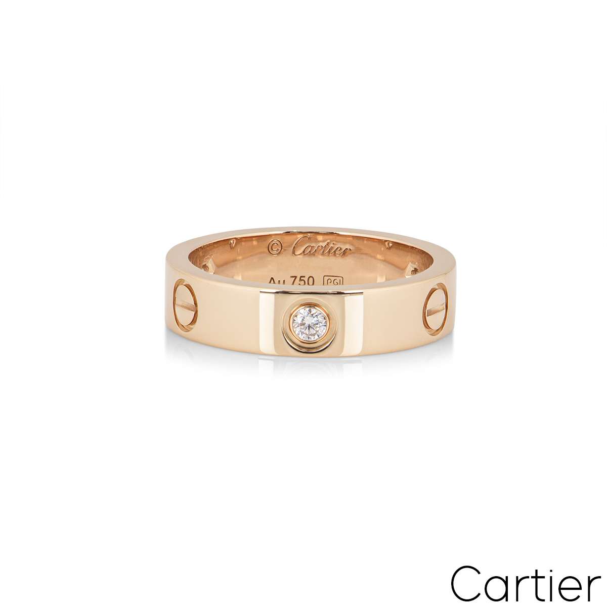Cartier Rose Gold Half Diamond Love Ring Size 54 B4087500